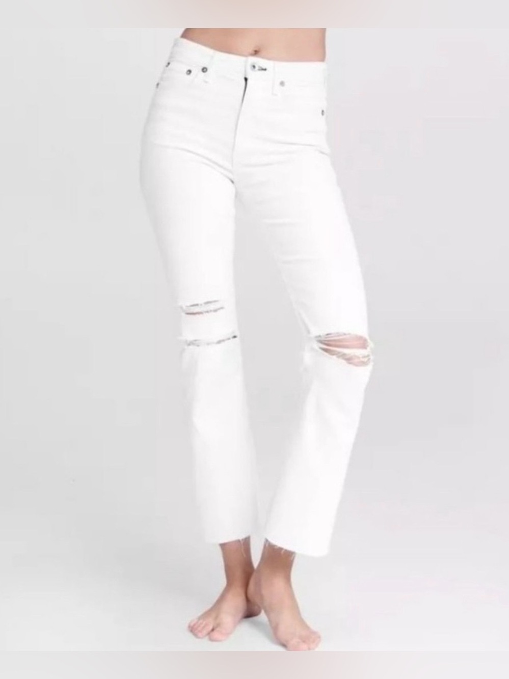 rag & bone Nina High Rise Ankle Flare Jeans Summer White Wash Size 27 Distressed